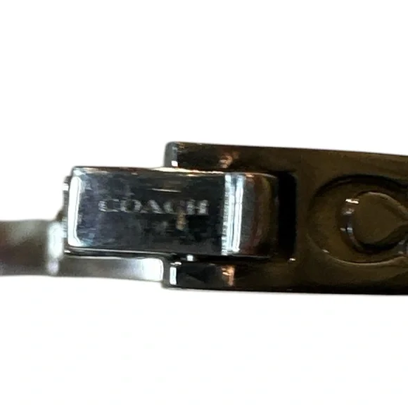 Coach Kissing C Hinged Silver with Green Crystals Bracelet - Picture 8 of 11